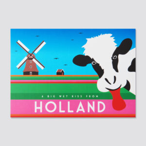 203 A6 postcard Holland Tulips Mill Cow