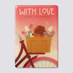 974 epoxy fridge magnet Amsterdam bike dog tulips