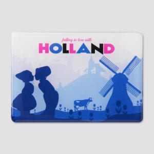 995 epoxy fridge magnet Holland Royal blue Kissing couple Mill Cow