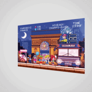 197 A6 lenticular postcard 3d Parisboys the Champs-Élysées Arc de Triomphe
